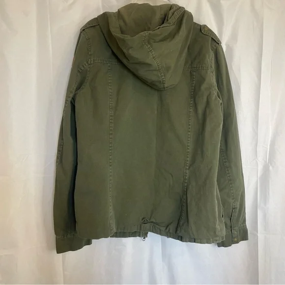 UNITED BY BLUE Women’s Green Cargo Utility Jacket Fill Zip Hood Size Medium - Picture 12 of 15